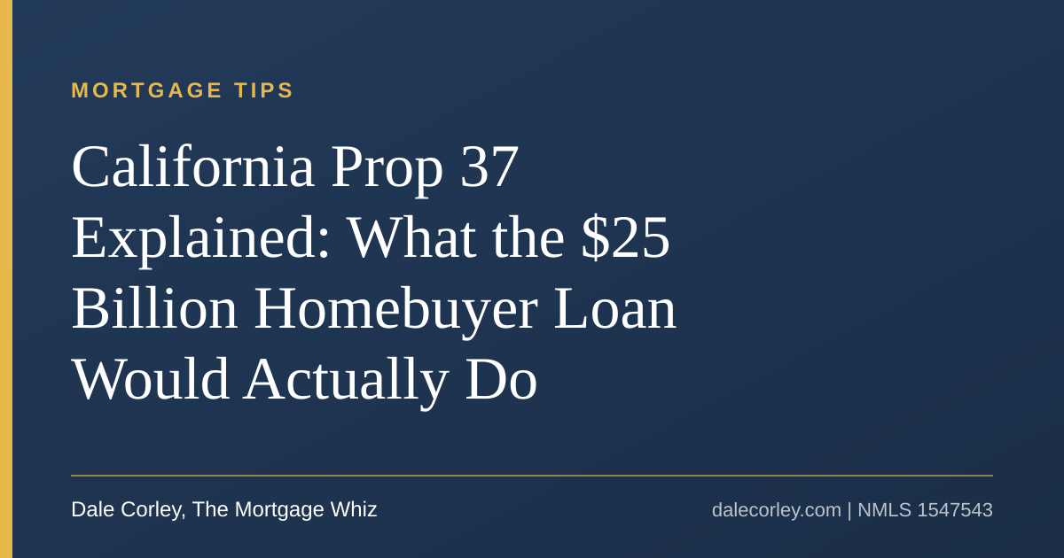 Title card: California Prop 37 Explained, Dale Corley, The Mortgage Whiz